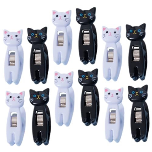 SEWACC 12 Stück Katzen Clips Für Notizen Katzen Clips Für Socken Niedliche Notiz Clips Memo Clips Kunststoff Memo Clip Niedliche Foto Clips Katzen Clips Für Snacks Katzen von SEWACC