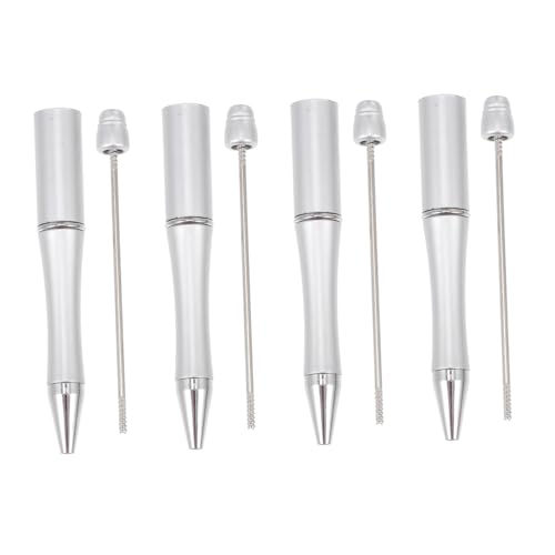 SEWACC 4 Stück Kugelschreiber mit Perlen Schreibstifte für Schüler Perlenstifte Schülerroller ballpoint pen kugelschreibermine Schreibwaren Signierstifte selber machen Plastikstift Silver von SEWACC