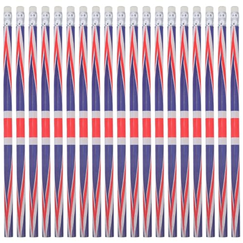 SEWACC Bleistifte Mit Britischer Flagge 60 Stück Holzstifte Mit England-Flagge Musterstifte Mit Frankreich-Flagge Patriotische Bleistifte Mit Radiergummi Schreibstifte Für Büro von SEWACC