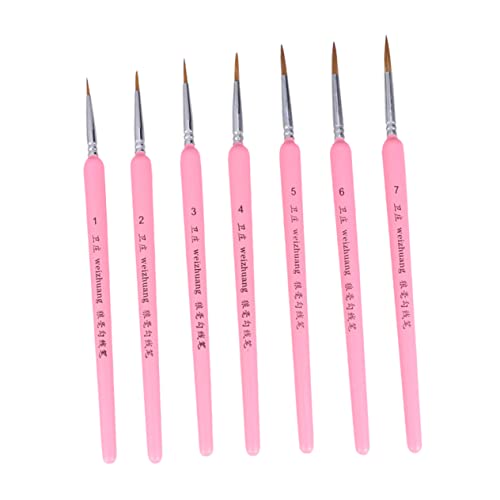 SEWOART 7 Stück Wolfshaar Detailpinsel Set Für Präzise Malerei Und Nailart Professionelle Feine Pinsel Für Schminke Und Farbgel Ideal Für Kreative Designs Rosa von SEWOART