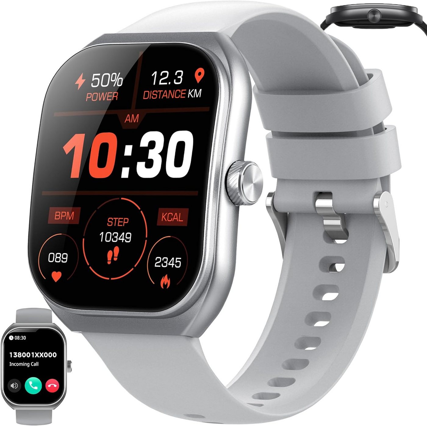 SGDDFIT Fur Herren Gebogener Bildschirm mit Telefonfunktion Sport Smartwatch (2.01 Zoll, Android / iOS), mit Bluetooth Fitness Herzfrequenzmonitor Schlafmonitor Schrittzähler von SGDDFIT