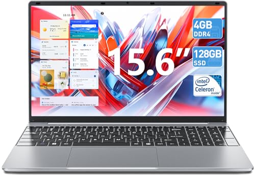 SGIN 15.6 Inch Laptop, 4GB RAM 128GB SSD Home 11 Notebook, Celeron N4000, Up to 2.8GHz, 2.4/5.0G WiFi, Bluetooth 4.2, Expandable Memory 512GB TF von SGIN