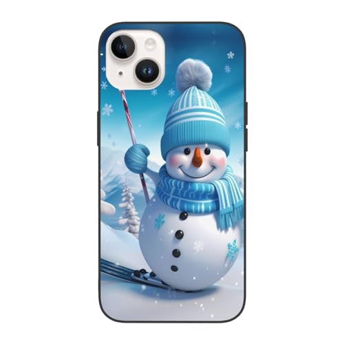 SGZLZBWK 3D-Schutzhülle für iPhone 14, 17 cm (6,1 Zoll), Motiv: Schneemann und Schneeflocke 2, sturzsicherer Schutz, 15,5 cm (6,1 Zoll), für iPhone 14 Plus, Weiß von SGZLZBWK