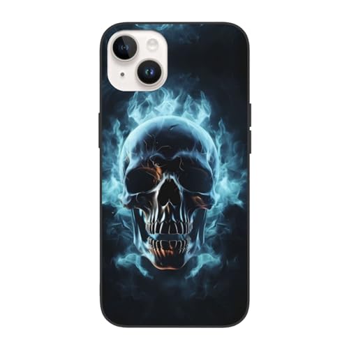 SGZLZBWK Schutzhülle für iPhone 14, 17 cm (6,1 Zoll), Motiv: Horror-Geister-Totenkopf-Druck, sturzsicherer Schutz, 15,5 cm (6,1 Zoll), für iPhone 14 Plus, Weiß von SGZLZBWK