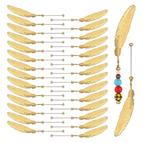 SHABD 30-Teiliges Lesezeichen zum Selbermachen mit Perlen, Blanker Balken mit Federanhänger, Seitenhalter mit Perlen, Lesezeichen-Bastelset für Buchliebhaber B von SHABD