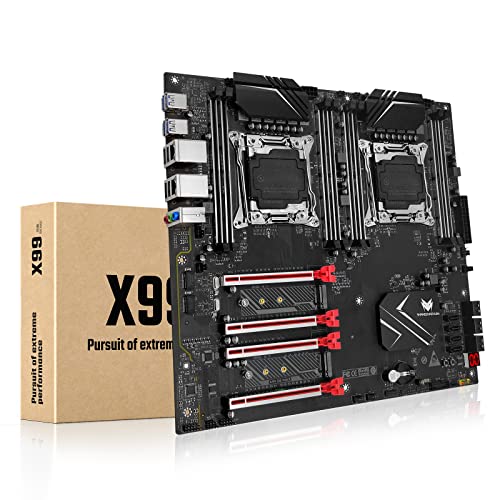 SHANGZHAOYUAN X99 Dual CPU Mainboard LGA 2011-3 Server Motherboard (E-ATX, 8*DDR4 ECC, 2*NVME M.2, 2*Gb LAN, SATA 6Gbit/s, 4*PCIe X16, 10-Layer-PCB) unterstützt Intel CPU Xeon E5 LGA2011-3 Serien von SHANGZHAOYUAN