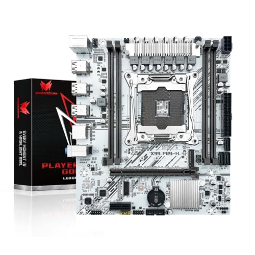 SHANGZHAOYUAN X99 LGA 2011-3 Mainboard, Micro ATX Server Motherboard für Intel E5 V3 V4 und Core i7 Serie CPUs, DDR4 Max 128GB, NVME/NGFF M.2, PCIe X16, Gigabit LAN (X99 PR9-H1 Weiß) von SHANGZHAOYUAN