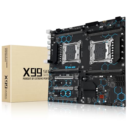 SHANGZHAOYUAN X99 Dual CPU Mainboard LGA 2011-V3 Server Motherboard für Intel Xeon E5 V3/V4 Serie Prozessor (E-ATX, DDR4 Max 256GB, PCIe 3.0, NVME/NGFF M.2, SATA 6Gbps, USB 3.0, Gigabit LAN) von SHANGZHAOYUAN