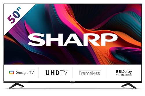 SHARP 50GL4260E Google TV 126 cm (50 Zoll) 4K Ultra HD Google TV (Smart TV ohne Rahmen, Dolby Atmos, Dolby Vision, HDMI 2.1 mit eARC) von SHARP