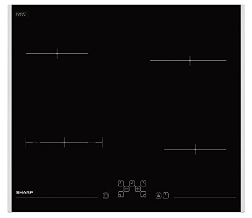 Sharp KH-6V08FT00-EU Schott-Ceran-Glaskeramik-Kochfeld / 60 cm / 4 Kochzonen mit Zweikreiskochzone / Timer / TouchControl / Restwärmeanzeige / seitlicher Edelstalrahmen von SHARP