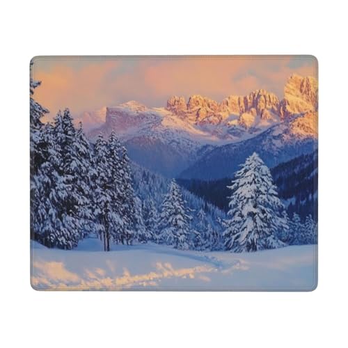 SHFJASBNUMG Gaming-Schreibtischunterlage mit weißem Winter, verschneite Szene, Blau, Naturlandschaft, Malerei, Mauspad, Schnee, Schreibtischunterlage, Schreibtischzubehör, 22 x 18 cm von SHFJASBNUMG