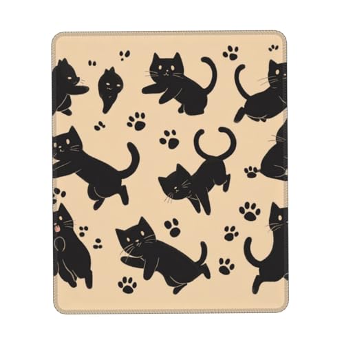 SHFJASBNUMG Kawaii-Mauspad mit Katze, Cartoon-Motiv, schwarze Katzen, Gaming-Schreibtischunterlage für Zuhause, Büro, Laptop, Desktop, 20 x 24 cm von SHFJASBNUMG