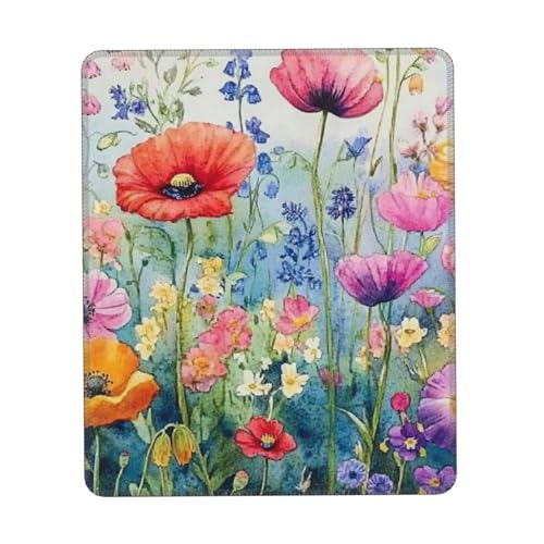 SHFJASBNUMG Mauspad mit wunderschönen Blumen, Blumen, Gänseblümchen, Gaming-Schreibtischunterlage, genähte Kanten, rutschfestes Gummi, 20 x 24 cm von SHFJASBNUMG