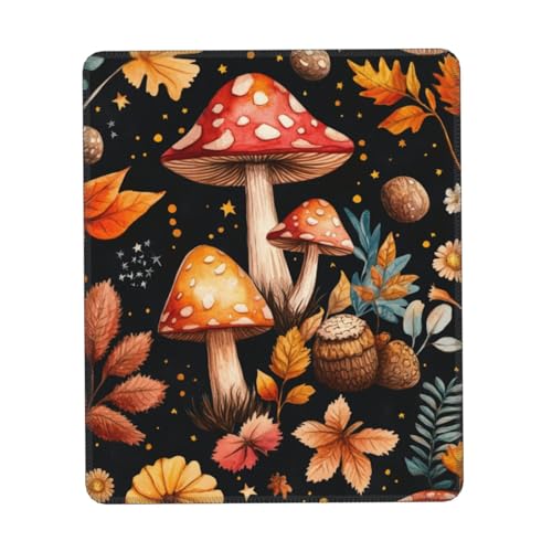 SHFJASBNUMG Mushrooms and leaves Desk Mat Mushrooms Gaming Desk Pad Leaves Mouse Pad Desktop Protector Mat for Women Girl Office 20X24CM von SHFJASBNUMG