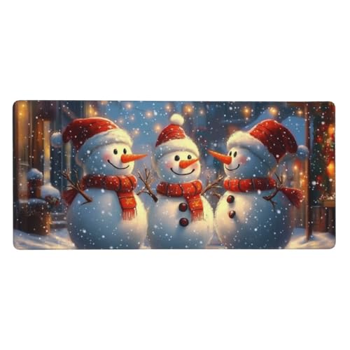 SHFJASBNUMG Niedliche Schneemann-Schreibtischunterlage, Weihnachtsschneemann, Gaming-Schreibtischunterlage, Winter, Weihnachten, Mauspad für Zuhause, Büro, Laptop, Desktop, 40 x 90 cm von SHFJASBNUMG