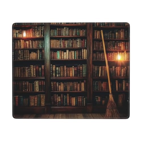 SHFJASBNUMG Retro-Bücherregal, Mauspad, Bücherregal, Schreibtischunterlage, Arbeitszimmer, Bild, Gaming, Schreibtischunterlage, rutschfestes Mauspad für Zuhause, Büro, 22 x 18 cm von SHFJASBNUMG