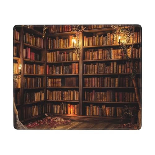 SHFJASBNUMG Schreibtischunterlage für Arbeitszimmer, Retro-Bücherregal, Gaming-Schreibtischunterlage, Bücherregal, Mauspad für Frauen, Büro, Schreibtisch, Dekor-Pad, 22 x 18 cm von SHFJASBNUMG