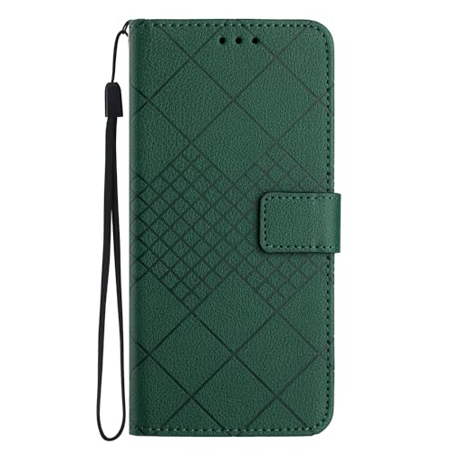 Case Collection für Infinix Hot 50 4G Hülle, Brieftaschenhalter Handytasche mit Karomuster, Handytasche Cover Schutzhülle für Infinix Hot 50 4G-Grün von SHIEID