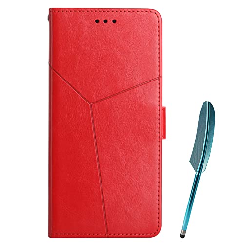 Hülle für Samsung Galaxy A55 5G, Galaxy A55 5G Hülle Brieftasche Tasche Leder Flip Case Etui [Standfunktion] [Kartenfächern][Kapazitiver Stift ], Schutzhülle für Samsung A55 5G (Rot) von SHIEID