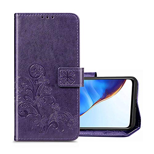 SHIEID Handyhülle für ZTE Anshin Family Hülle, PU+TPU Leder Wallet Tasche Cover, Retro Blumen Muster Design, Ultra Slim Card Slot Schutzhülle Flip Wallet Case Geeignet für ZTE Anshin Family, Lila von SHIEID