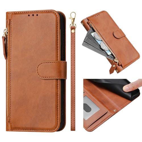 SHIEID Wallet Hülle Kompatibel mit Motorola Edge 50 5G, Multifunktional Reißverschluss Leder Flip Schutzhülle, Flip Leder Handyhülle für Motorola Edge 50 5G von SHIEID