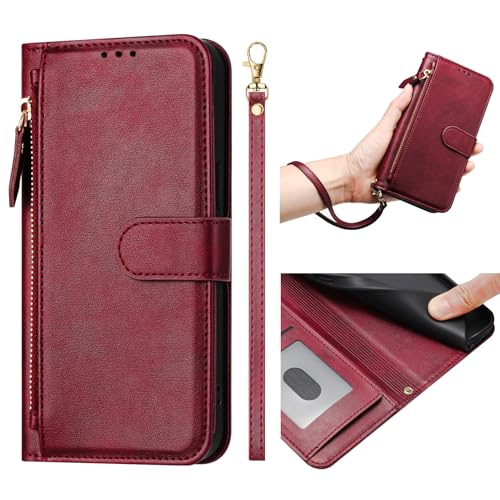 SHIEID Wallet Hülle Kompatibel mit OnePlus Ace 5 Pro, Multifunktional Reißverschluss Leder Flip Schutzhülle, Flip Leder Handyhülle für OnePlus Ace 5 Pro von SHIEID