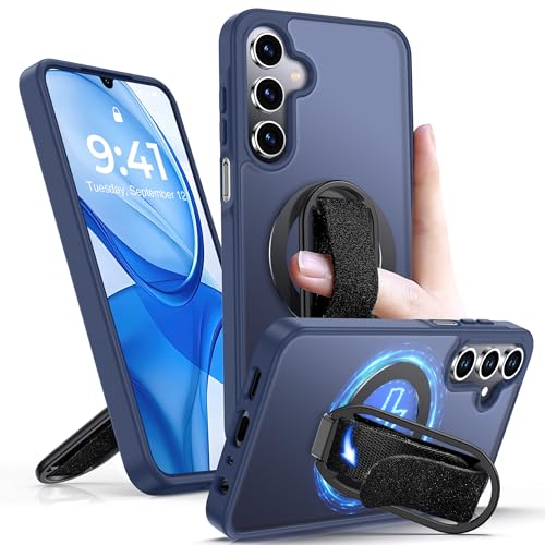 SHIELDS UP für Samsung Galaxy A15 5G Hülle mit Ständer, Handyhülle mit Ring Halter Fingerschlaufe, Stoßfest Kratzfest SchutzHülle für Samsung A15 5G Case -Matt Blau von SHIELDS UP