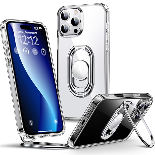 SHIELDS UP für iPhone 16 Pro Hülle, Handyhülle mit Doppeltem Ring Halter Ständer 360°【Verstellbar und Faltbar】 Stoßfeste Schutzhülle für iPhone 16 Pro Case – Transparent von SHIELDS UP