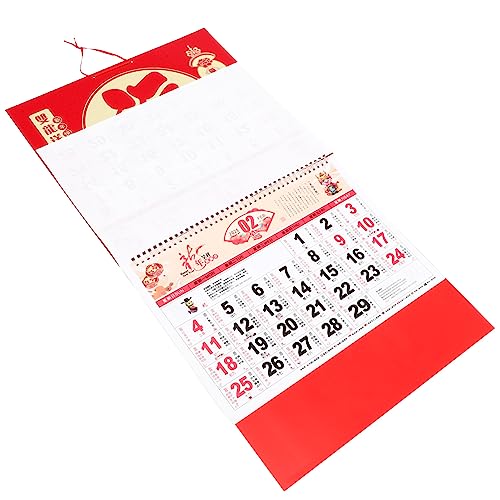 SHINEOFI Dekorativer Wandkalender 2024 Chinesischer Kalender Für Das Jahr Des Drachen Hängender Kalender Mit Goldenen Drachenmotiven Monatskalender Für Zuhause Lunar Calendar 2024 von SHINEOFI