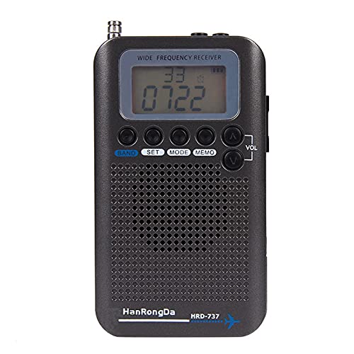 Wecker Wiederaufladbar Digital Radio Mini Tragbar Zuverlässiges LCD Display FM/AM/SW/CB/Air/VHF Weltband Radio für Offroad-Enthusiasten, Schwarz , Cool von SHINROAD