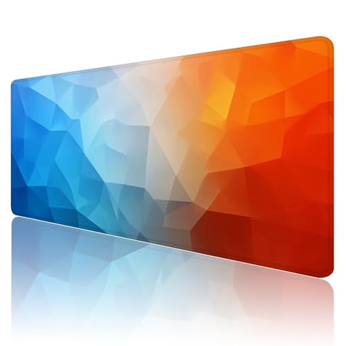 Gaming Mauspad XXL 1200 x 600mm Mauspad Blau Mousepad orange Farbe Mouse Pad Großer Erweiterter Schreibtischunterlage, rutschfeste Gummibasis Desk Mat Verbessert PräZision und Geschwindigkeit R1269 von SHUIYAZI