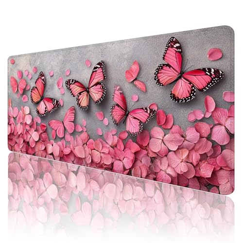 Gaming Mauspad XXL 1200 x 600mm Mauspad Blumen Mousepad Rosa Premium Mouse Pad Großer Erweiterter Schreibtischunterlage, rutschfeste Gummibasis Desk Mat Verbessert PräZision und Geschwindigkeit R1272 von SHUIYAZI