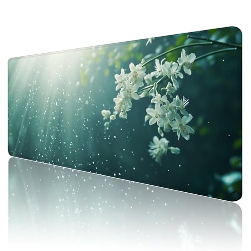 Gaming Mauspad XXL 1200 x 600mm Mauspad Grün Mousepad Weiß Premium Mouse Pad Großer Erweiterter Schreibtischunterlage, rutschfeste Gummibasis Desk Mat Verbessert PräZision und Geschwindigkeit R1214 von SHUIYAZI