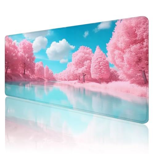 Gaming Mauspad XXL 1200 x 600mm Mauspad Rosa Mousepad Blau Premium Mouse Pad Großer Erweiterter Schreibtischunterlage, rutschfeste Gummibasis Desk Mat Verbessert PräZision und Geschwindigkeit R1266 von SHUIYAZI