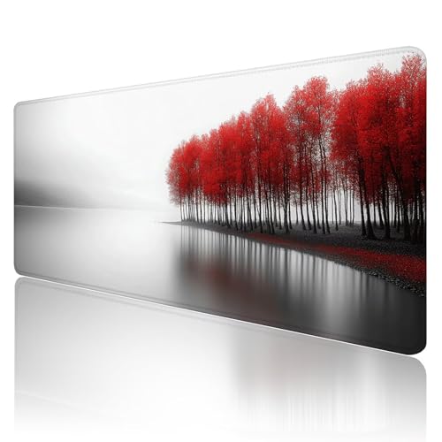 Gaming Mauspad XXL 1200 x 600mm Mauspad Rot Mousepad Baum Premium Mouse Pad Großer Erweiterter Schreibtischunterlage, rutschfeste Gummibasis Desk Mat Verbessert PräZision und Geschwindigkeit R1279 von SHUIYAZI