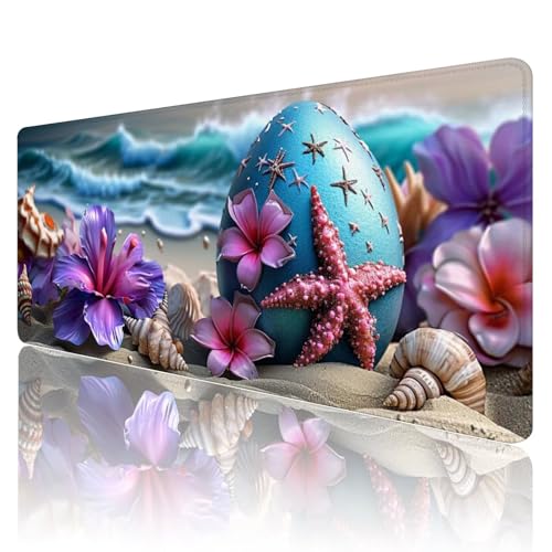 Gaming Mauspad XXL 1200 x 600mm Mauspad Strand Mousepad Ei Premium Mouse Pad Großer Erweiterter Schreibtischunterlage, rutschfeste Gummibasis Desk Mat Verbessert PräZision und Geschwindigkeit R1100 von SHUIYAZI