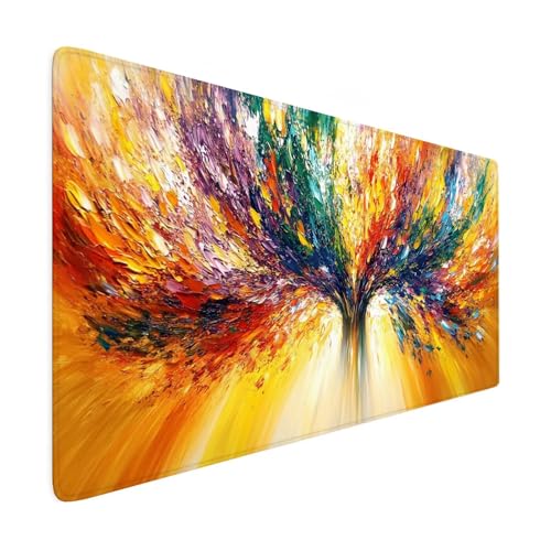 Gaming Mauspad XXL 700 x 400mm Mauspad Abstrakt Verbessert PräZision und Geschwindigkeit Mousepad Baum Premium Mouse Pad Großer Erweiterter Schreibtischunterlage, rutschfeste Gummibasis Desk Mat R37 von SHUIYAZI