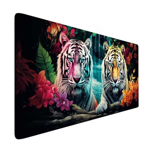 Gaming Mauspad XXL 700 x 400mm Mauspad Tier Verbessert PräZision und Geschwindigkeit Mousepad Tiger Premium Mouse Pad Großer Erweiterter Schreibtischunterlage, rutschfeste Gummibasis Desk Mat R177 von SHUIYAZI