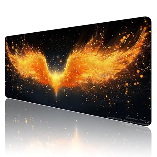 Gaming Mauspad XXL 700x300mm Mauspad Gold Mousepad Flügel Premium Mouse Pad Großer Erweiterter Schreibtischunterlage, rutschfeste Gummibasis Desk Mat Verbessert PräZision und Geschwindigkeit R406 von SHUIYAZI