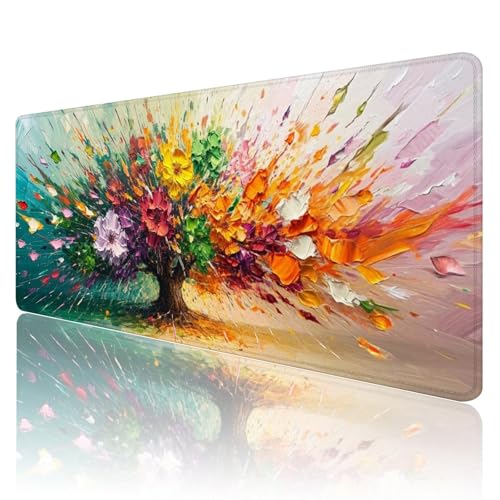 Gaming Mauspad XXL 800x400mm Mauspad Blume Mousepad Blatt Premium Mouse Pad Großer Erweiterter Schreibtischunterlage, rutschfeste Gummibasis Desk Mat Verbessert PräZision und Geschwindigkeit R920 von SHUIYAZI