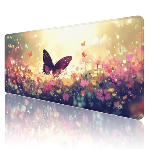 Gaming Mauspad XXL 800x400mm Mauspad Blumen Mousepad Blumen Premium Mouse Pad Großer Erweiterter Schreibtischunterlage, rutschfeste Gummibasis Desk Mat Verbessert PräZision und Geschwindigkeit R705 von SHUIYAZI