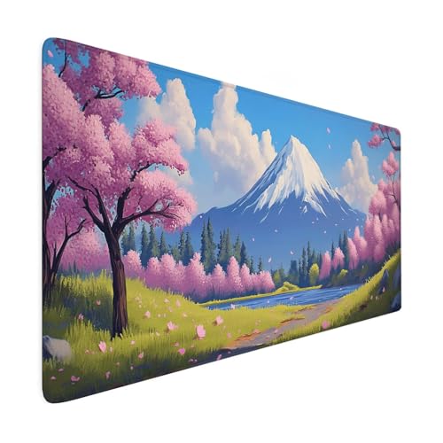 Gaming Mauspad XXL 800x400mm Mauspad Landschaft Verbessert PräZision und Geschwindigkeit Mousepad Japanische Mouse Pad Großer Erweiterter Schreibtischunterlage, rutschfeste Gummibasis Desk Mat R231 von SHUIYAZI