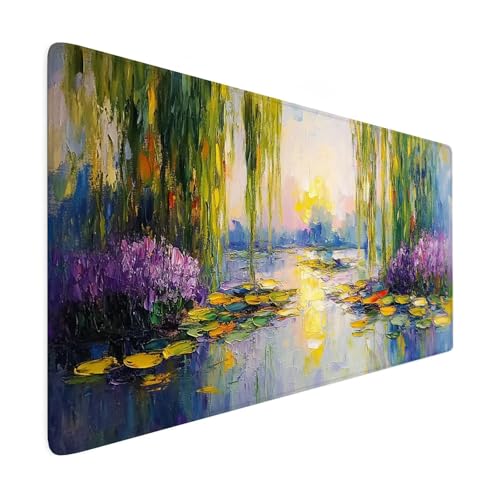 Gaming Mauspad XXL 800x400mm Mauspad Landschaft Verbessert PräZision und Geschwindigkeit Mousepad Landschaft Mouse Pad Großer Erweiterter Schreibtischunterlage, rutschfeste Gummibasis Desk Mat R35 von SHUIYAZI