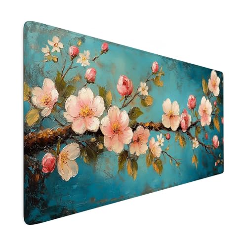 Gaming Mauspad XXL 800x400mm Mauspad Rosa Verbessert PräZision und Geschwindigkeit Mousepad Blumen Premium Mouse Pad Großer Erweiterter Schreibtischunterlage, rutschfeste Gummibasis Desk Mat R122 von SHUIYAZI