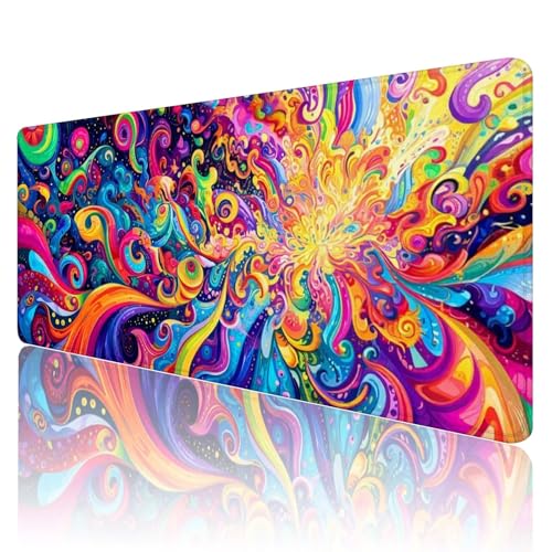 Gaming Mauspad XXL 900x600mm Mauspad Abstrakt Mousepad Bunt Premium Mouse Pad Großer Erweiterter Schreibtischunterlage, rutschfeste Gummibasis Verbessert PräZision und Geschwindigkeit Desk Mat R686 von SHUIYAZI