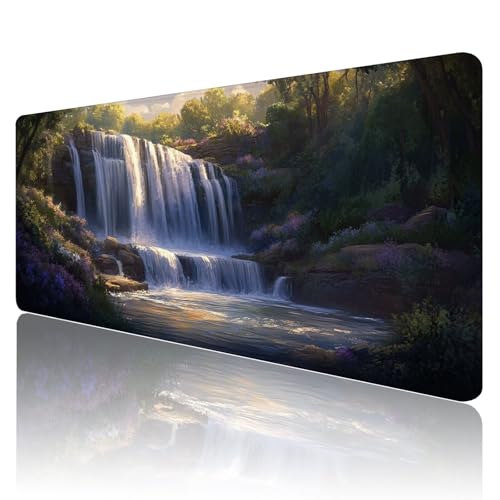 Gaming Mauspad XXL 900x600mm Mauspad Landschaft Mousepad Fallen Mouse Pad Großer Erweiterter Schreibtischunterlage, rutschfeste Gummibasis Desk Mat Verbessert PräZision und Geschwindigkeit R621 von SHUIYAZI