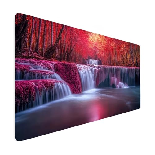 Gaming Mauspad XXL 900x600mm Mauspad Landschaft Verbessert PräZision und Geschwindigkeit Mousepad Rot Premium Mouse Pad Großer Erweiterter Schreibtischunterlage, rutschfeste Gummibasis Desk Mat R223 von SHUIYAZI