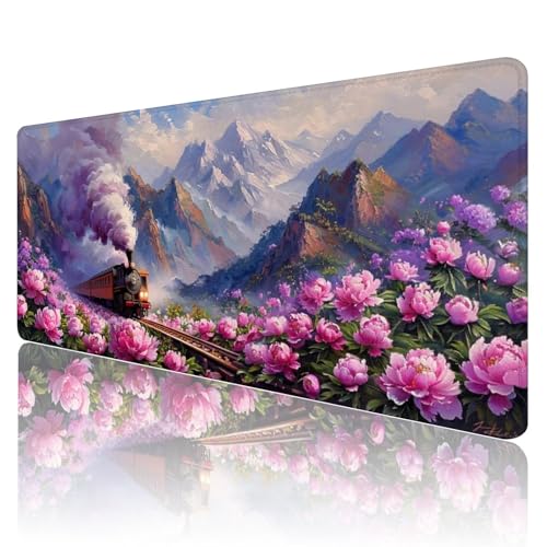 Gaming Mauspad XXL 900x600mm Mauspad Mond Mousepad Blume Premium Mouse Pad Großer Erweiterter Schreibtischunterlage, rutschfeste Gummibasis Desk Mat Verbessert PräZision und Geschwindigkeit R1044 von SHUIYAZI