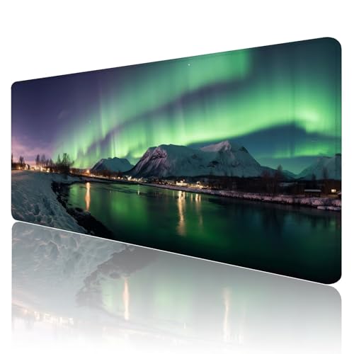 Gaming Mauspad XXL 900x600mm Mauspad Polarlicht Mousepad Landschaft Mouse Pad Großer Erweiterter Schreibtischunterlage, rutschfeste Gummibasis Desk Mat Verbessert PräZision und Geschwindigkeit R856 von SHUIYAZI