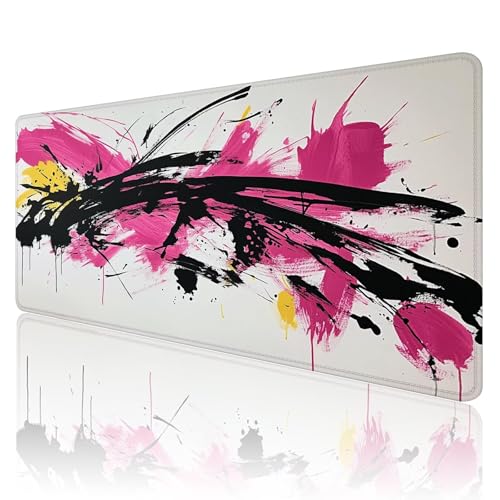 Gaming Mauspad XXL 900x600mm Mauspad Rosa Mousepad Schwarz Premium Mouse Pad Großer Erweiterter Schreibtischunterlage, rutschfeste Gummibasis Desk Mat Verbessert PräZision und Geschwindigkeit R775 von SHUIYAZI